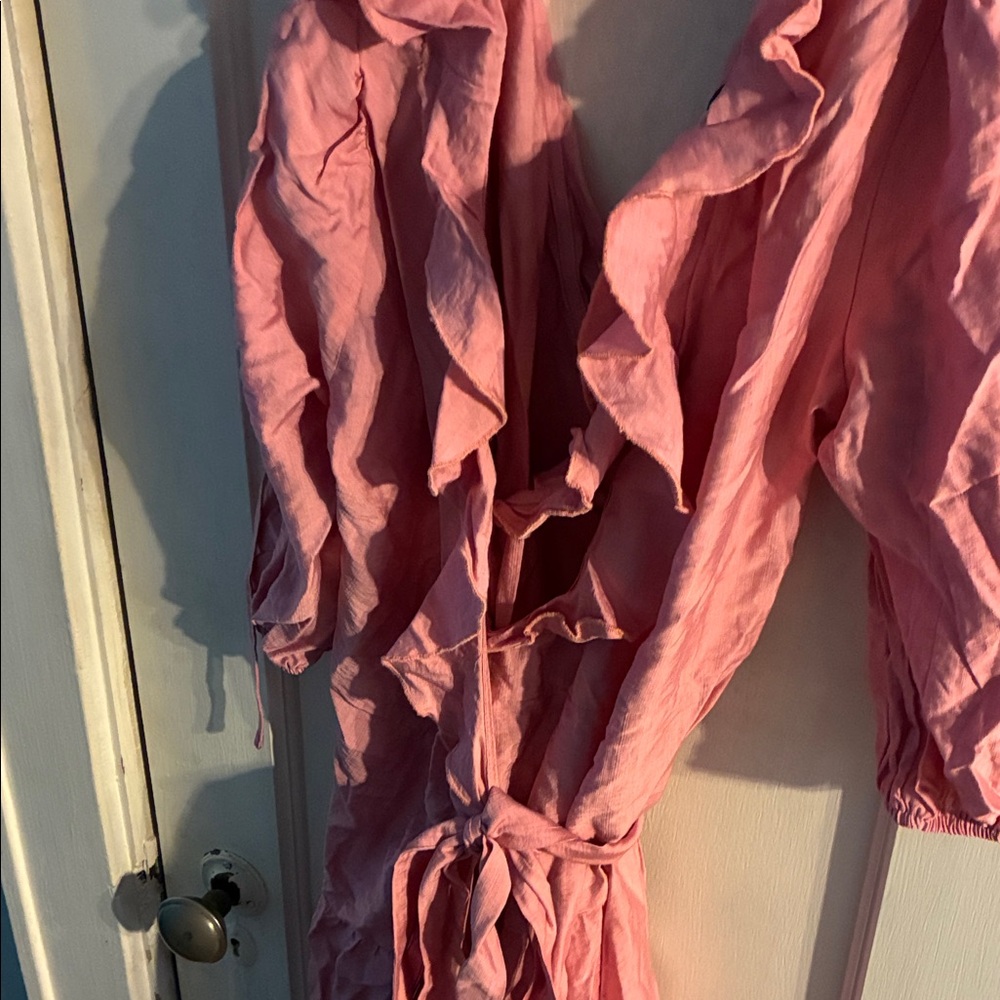 Elegant Pink Ruffled Maxi Dress